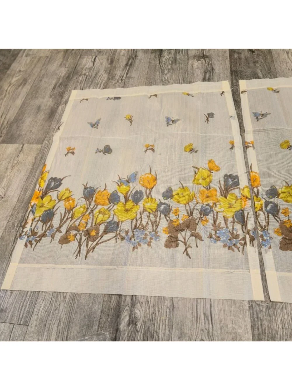 Floral Butterfly MCM Sheer Curtains 2 Panels 36